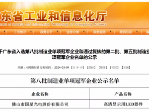 Guoxing Optoelectronics was rated as a national manufacturing individual champion enterprise