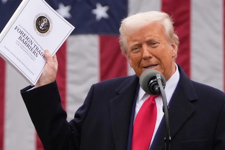 Trump imposes another 34% tariff, LED shows a tax rate of about 60%.